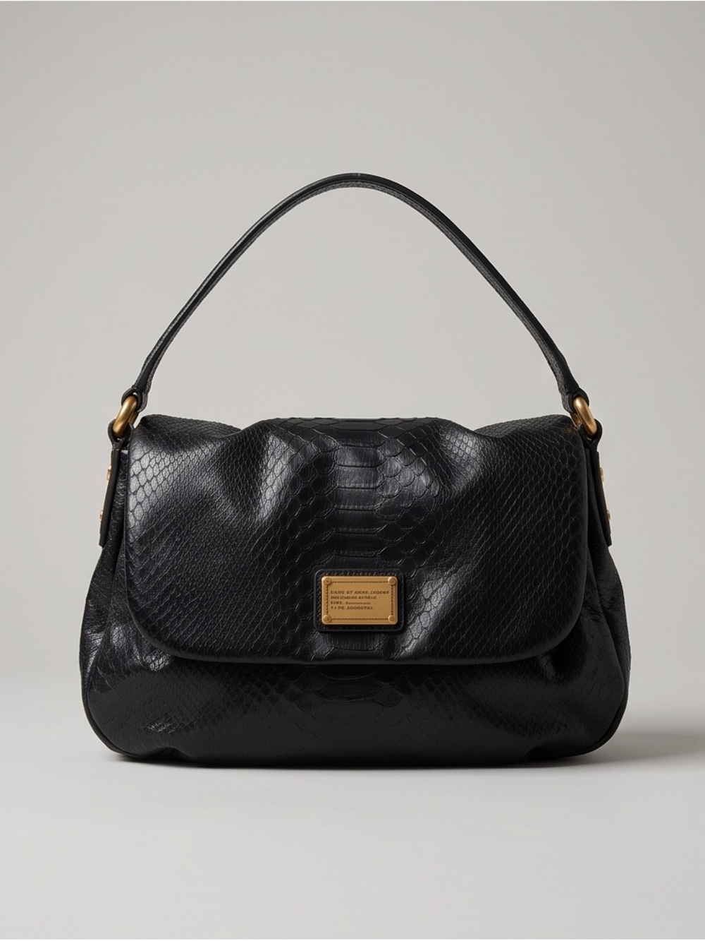 Marc by Marc Jacobs Black Python-Embossed Hobo Shoulder Bag